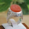 Thumbnail 7: 伊斯兰也门红玛瑙银戒（男士款，红色）