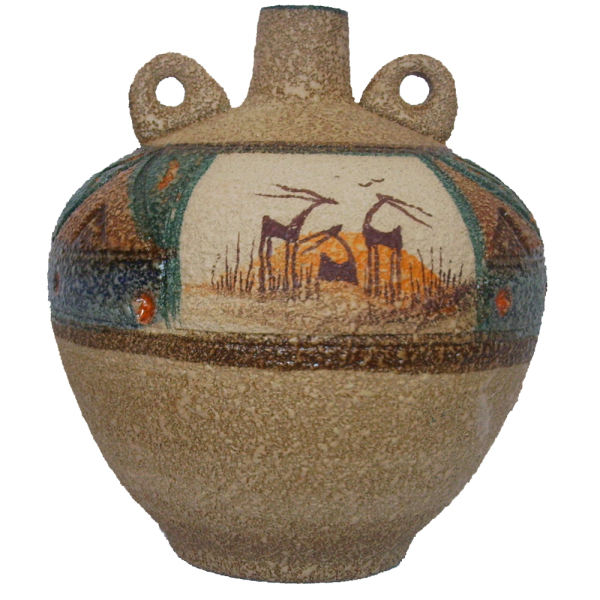 Main image of 手工波斯陶艺装饰花瓶 – 艺术图案 Gazelle