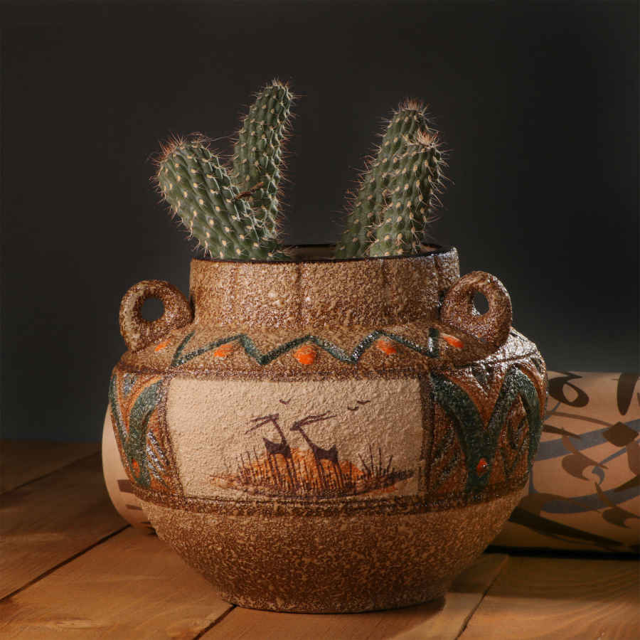 手工波斯陶艺装饰花瓶 – 艺术图案 Nahal