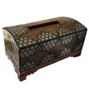 手工波斯木质纸巾盒套 – Khatamkari Sarab