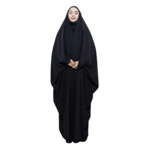 伊斯兰阿拉伯黑色长袍 女士祈祷用 – 绉布