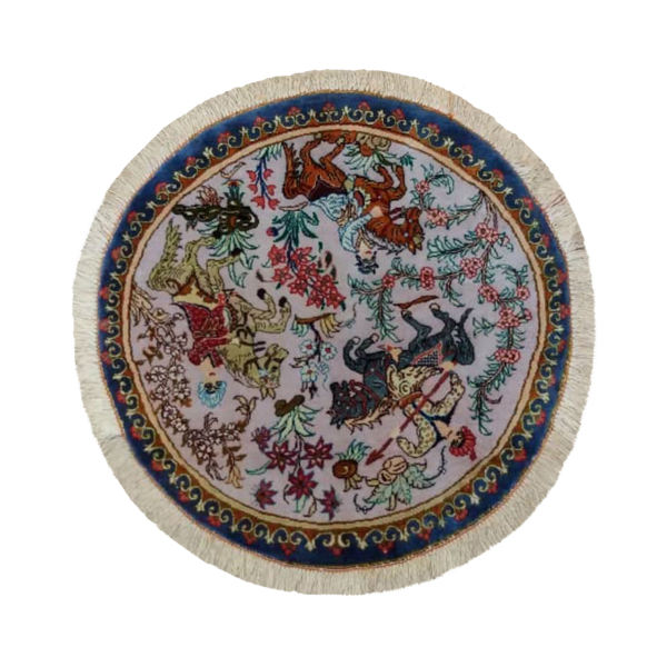 Main image of 手工结制波斯地毯主题丝绸桌布 – Hunting 款