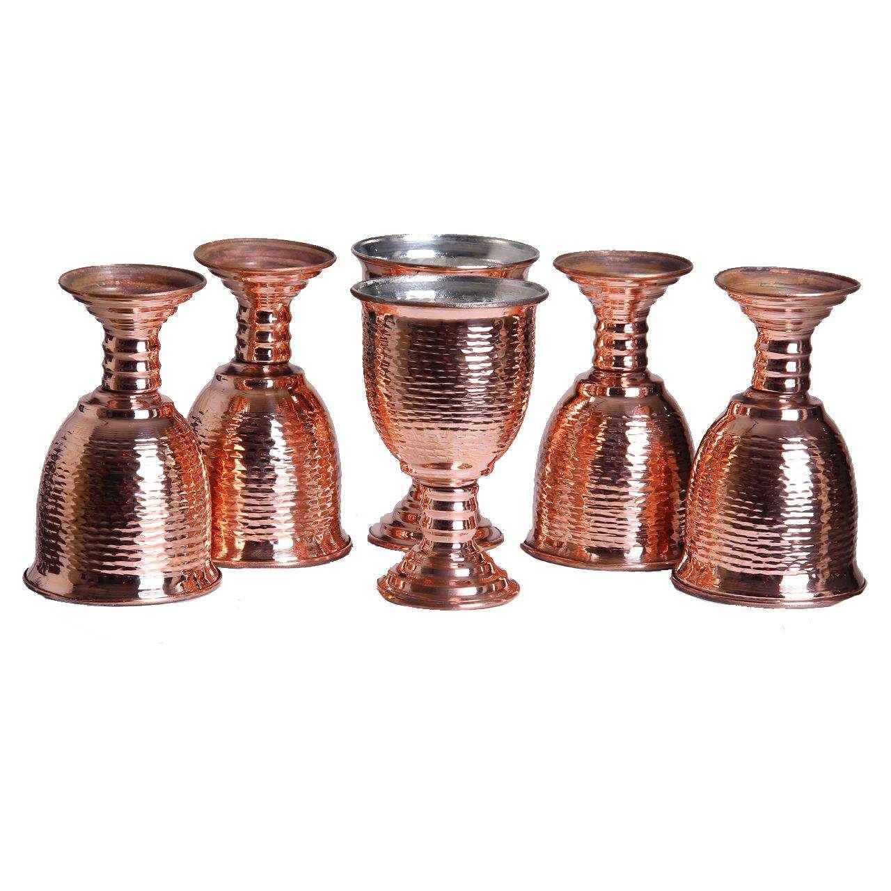 6件套手工波斯铜红酒杯 – 锤纹款 Jaam