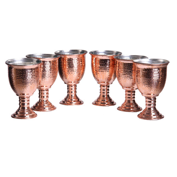 Main image of 6件套手工波斯铜红酒杯 – 锤纹款 Jaam