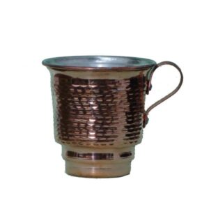 波斯铜杯 – 手工制作，带把手，适合冷饮 – 锤纹