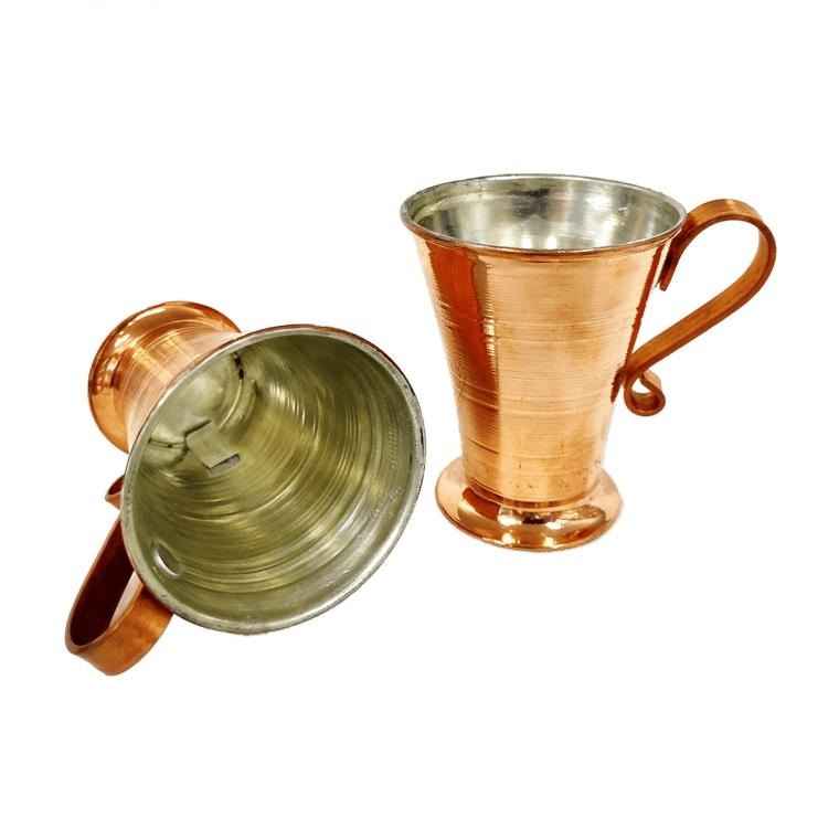 波斯铜杯 – 手工制作，带把手，适合冷饮 – 锤纹 Mesri