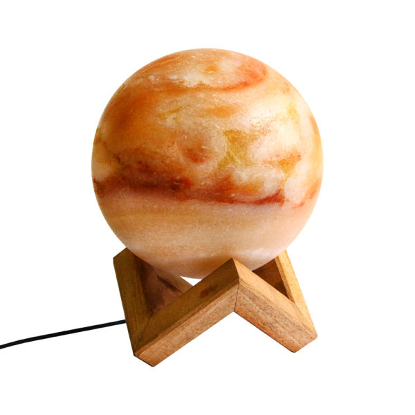 Main image of 波斯地球仪盐灯 – 手工“美丽月亮”设计 带木质底座