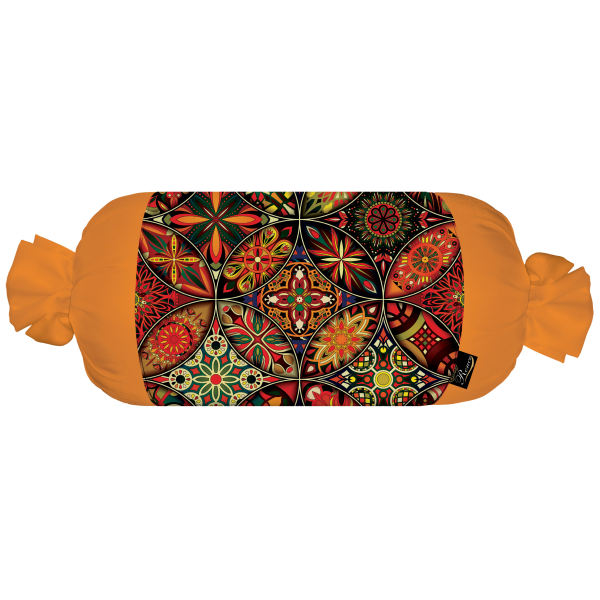 配 Naranj 天鹅绒面料的传统波斯圆柱抱枕