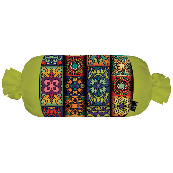 Main image of 配天鹅绒面料的传统波斯圆柱抱枕 绿色款