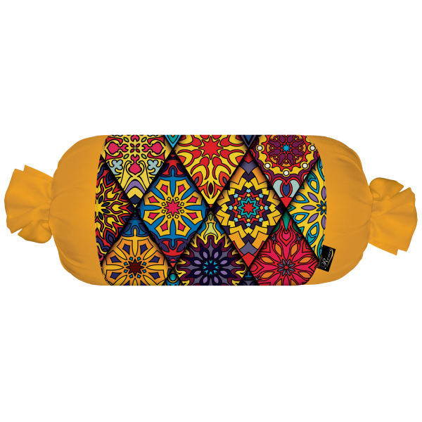 Main image of 配黄色天鹅绒面料的传统波斯圆柱抱枕