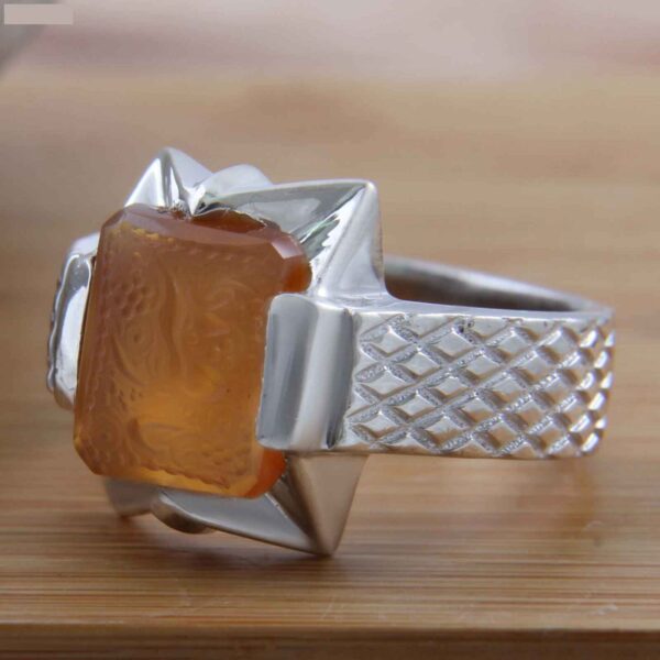 伊斯兰也门玛瑙银戒指（男士款，真主款）