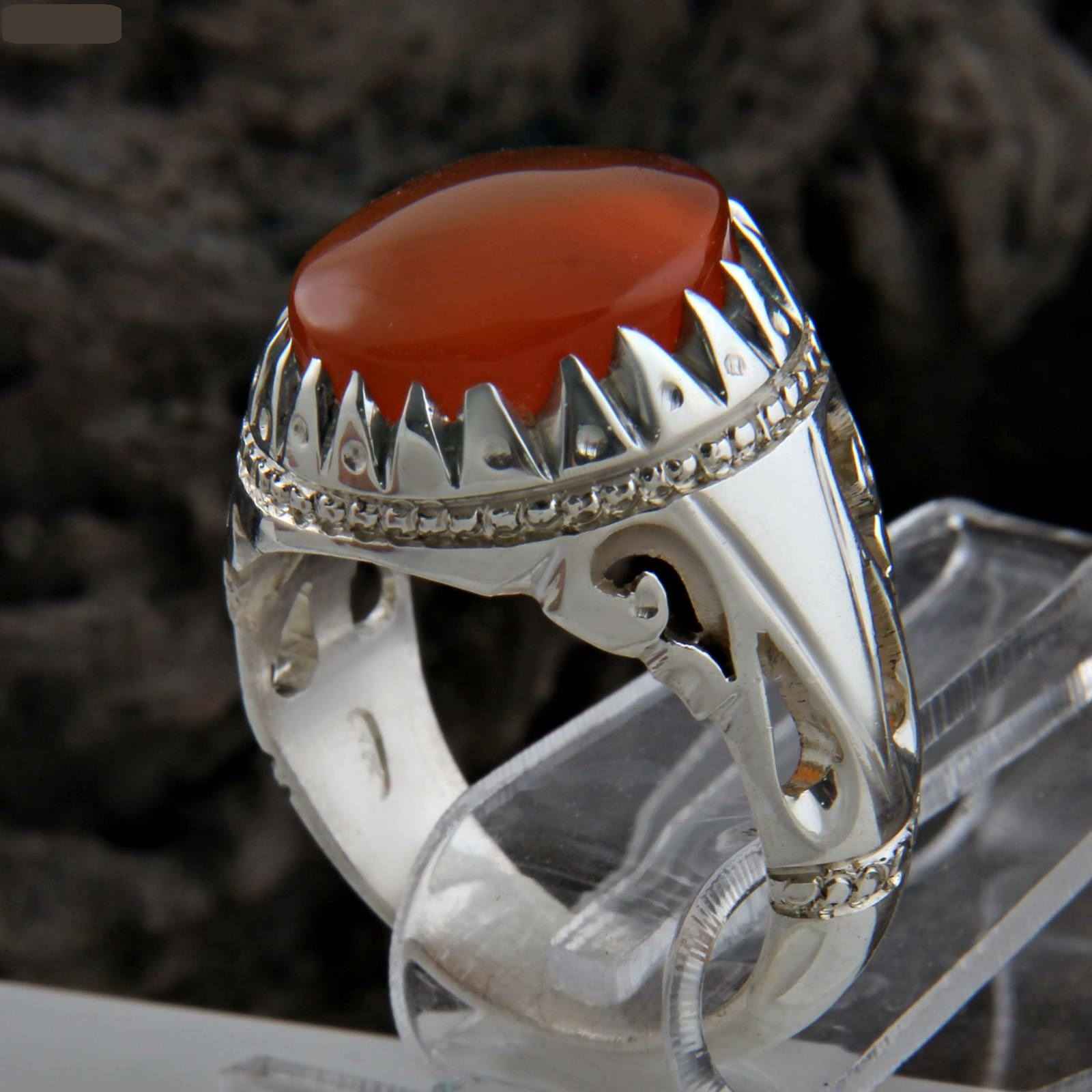 Main image of 波斯也门玛瑙银戒指（男士款，King 款）