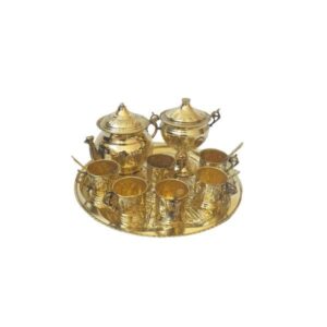 手工波斯铜制茶咖具套装 – 阿契美尼德帝国图案