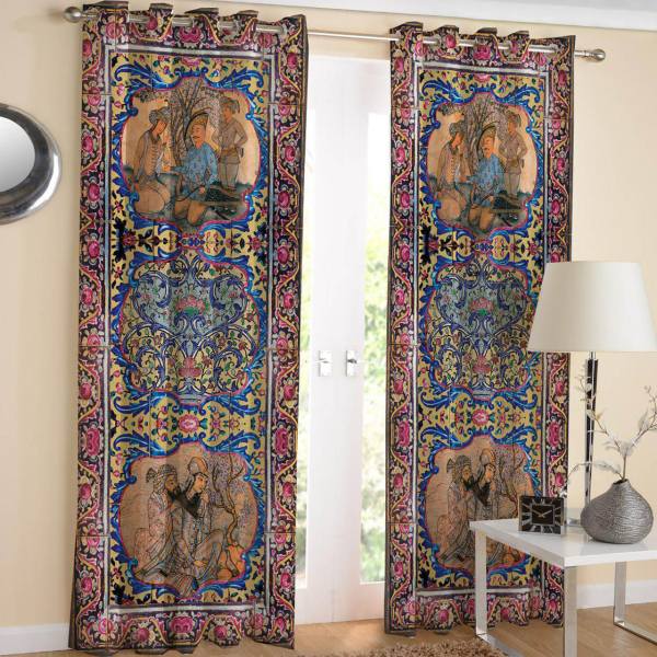 印花波斯天鹅绒打孔窗帘 – 学者图案款