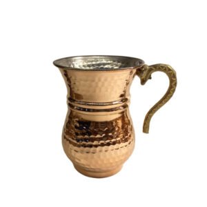 波斯铜杯 – 手工制作，带把手，适合冷饮 – 锤纹 Qalb