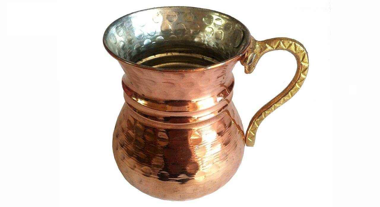 波斯铜杯 – 手工制作，带把手，适合冷饮 – 锤纹 Sheipouri