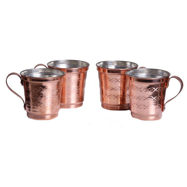 Main image of 6件套波斯铜杯 – 手工制作，带把手，适合冷饮 – 锤纹 Fardad