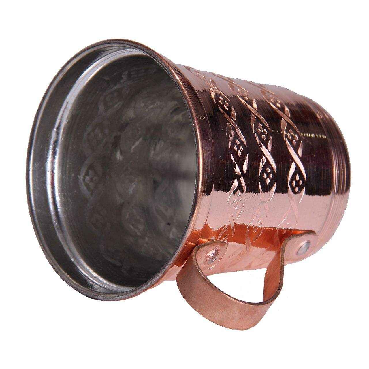 6件套波斯铜杯 – 手工制作，带把手，适合冷饮 – 锤纹 Ava