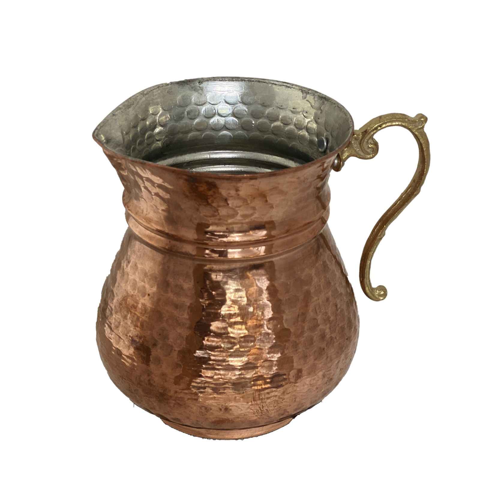 8件套波斯铜杯 – 手工制作，带把手，适合冷饮 – 锤纹 Moon