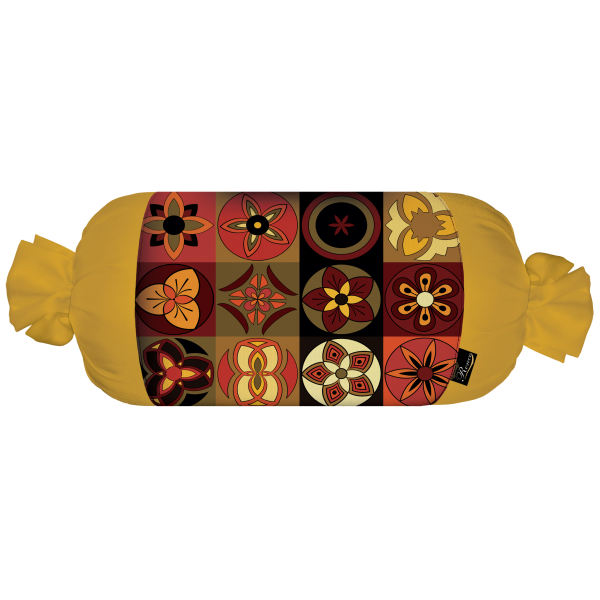 Main image of 配天鹅绒面料的传统波斯圆柱抱枕 芥末色款