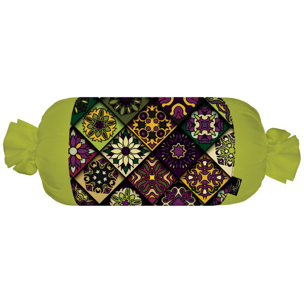 Main image of 配天鹅绒面料的传统波斯圆柱抱枕 绿色款