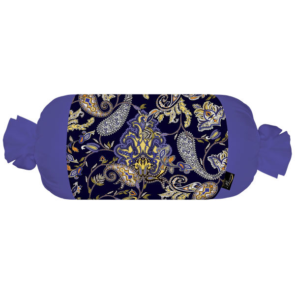 配紫色天鹅绒面料的传统波斯圆柱抱枕