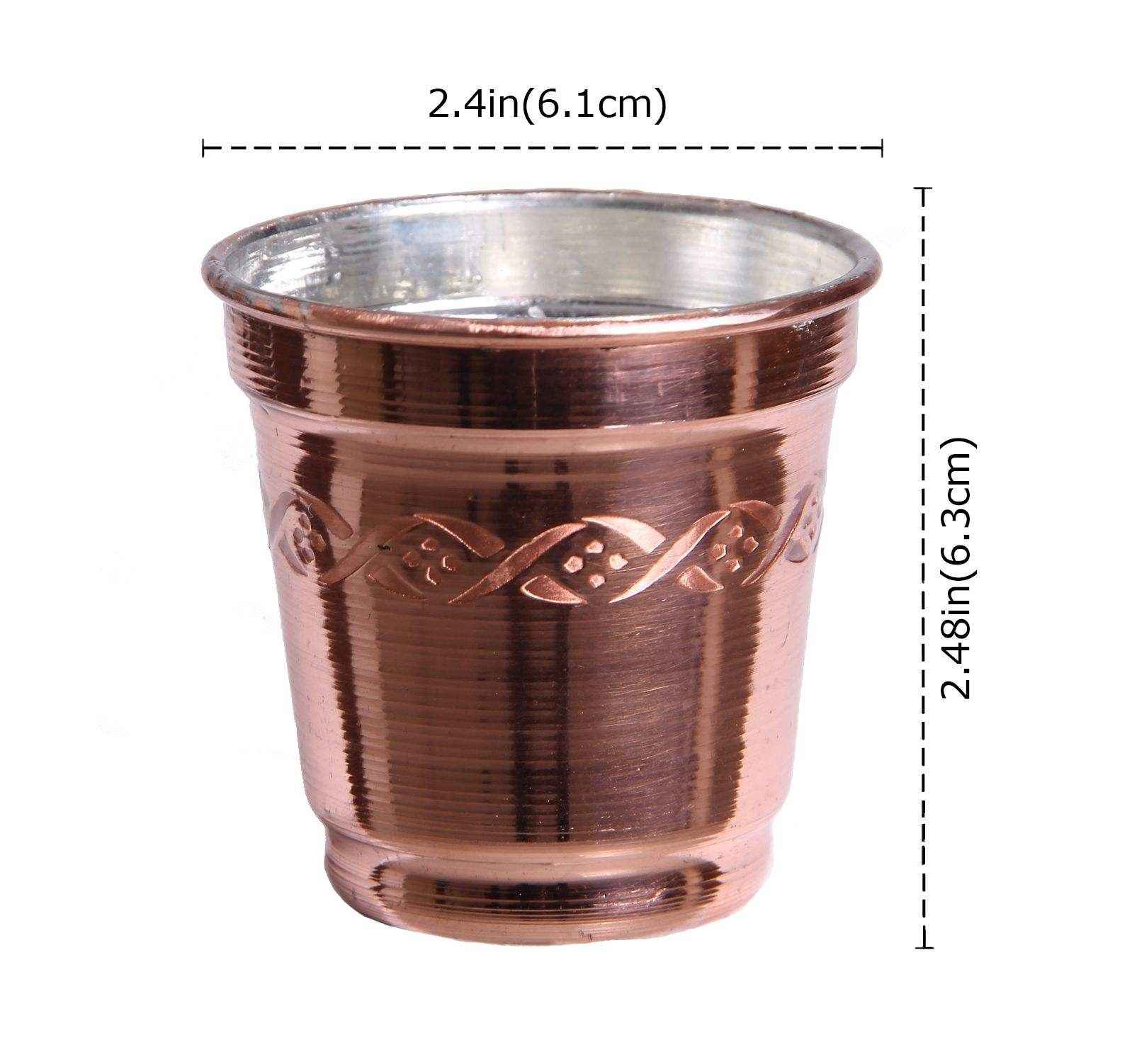 6件套波斯铜杯 – 手工制作，带把手，适合冷饮 – 锤纹 Yas