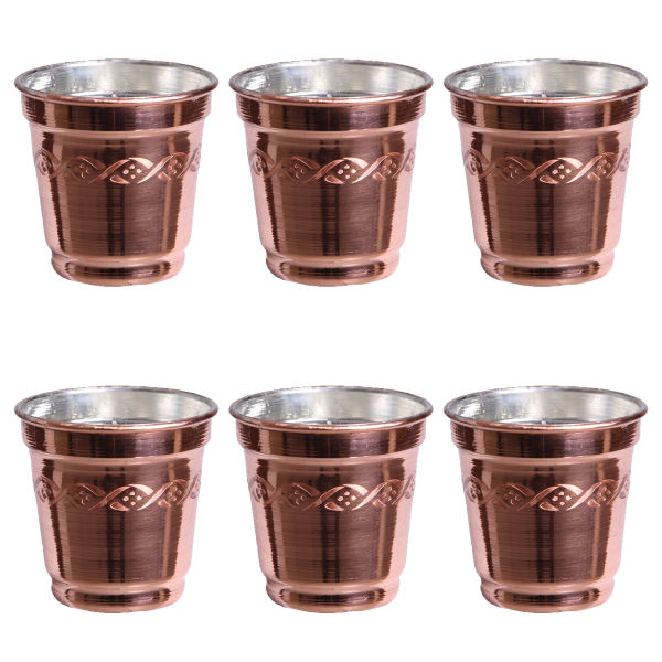 Main image of 6件套波斯铜杯 – 手工制作，带把手，适合冷饮 – 锤纹 Yas