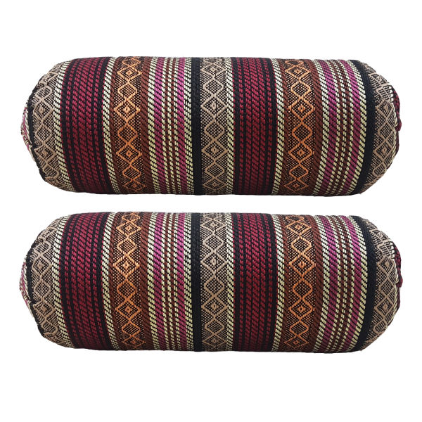 两只配优雅 Jajim 红色面料的传统波斯圆柱抱枕