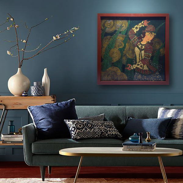 原创波斯卡贾尔艺术绘画：木板水彩与水粉画 – 女孩