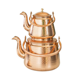 波斯铜双层茶壶 耐用锤花款 Qajar
