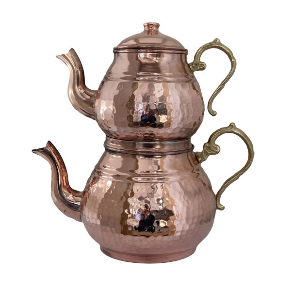 Main image of 波斯铜双层茶壶 耐用锤花款 玫瑰金
