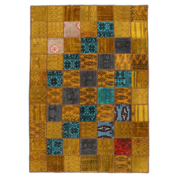 Main image of 复古波斯手工结拼布地毯 金色