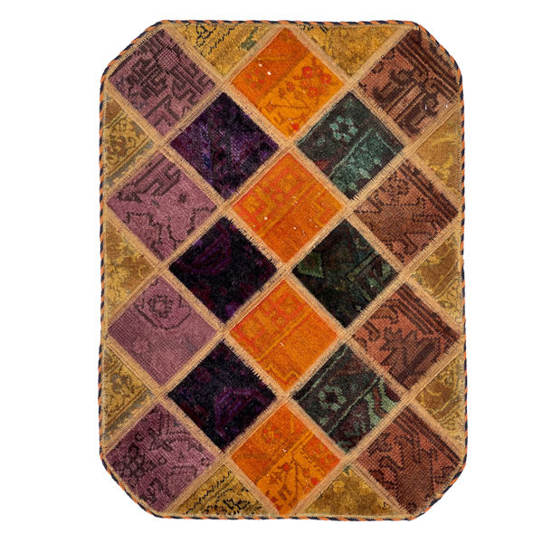 Main image of 复古波斯手工结拼布地毯 橙色