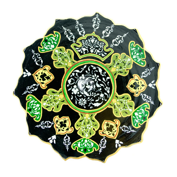 Main image of 装饰陶瓷盘 手绘 黑色与绿色