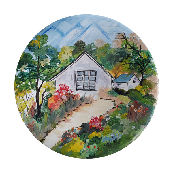 Main image of 装饰陶瓷盘 手绘 乡村小屋