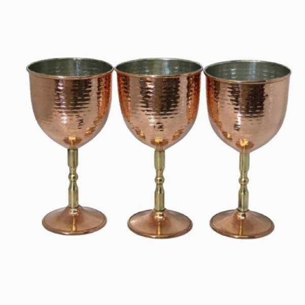 Main image of 3件套手工波斯铜红酒杯 – 锤纹款 Narges