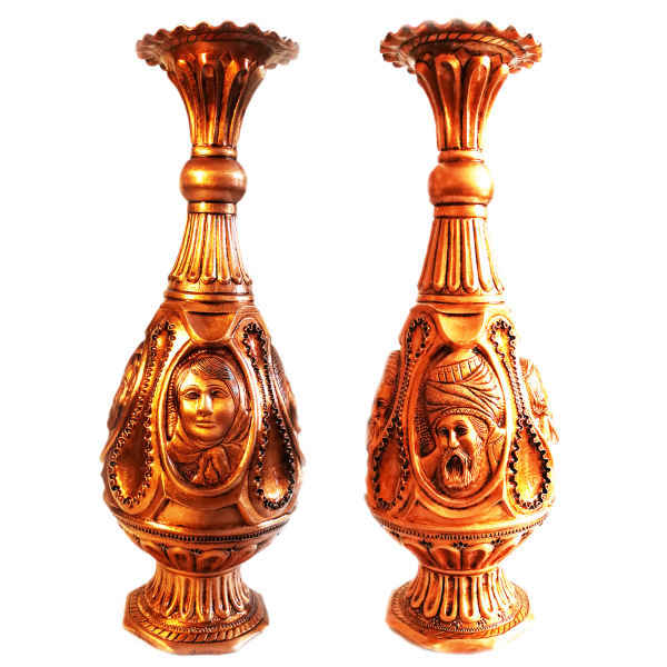 Main image of 波斯手工雕刻铜花瓶 – 装饰款 (2 件套)