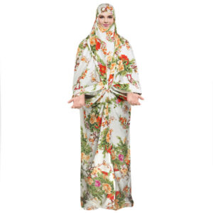 女士伊斯兰祈祷罩衣 – 橙色花朵款
