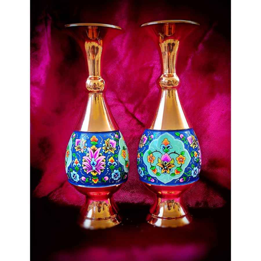 波斯手工铜糖罐（带盖与瓶）– 手绘珐琅彩 Flower 款