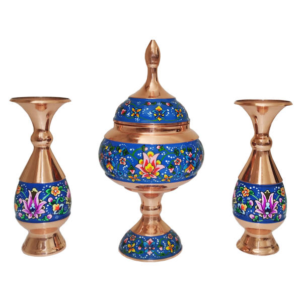Main image of 波斯手工铜糖罐（带盖与瓶）– 手绘珐琅彩 Artistic 款
