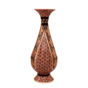 波斯装饰性铜花瓶 – 手工镶嵌工艺（Khatamkari）C751
