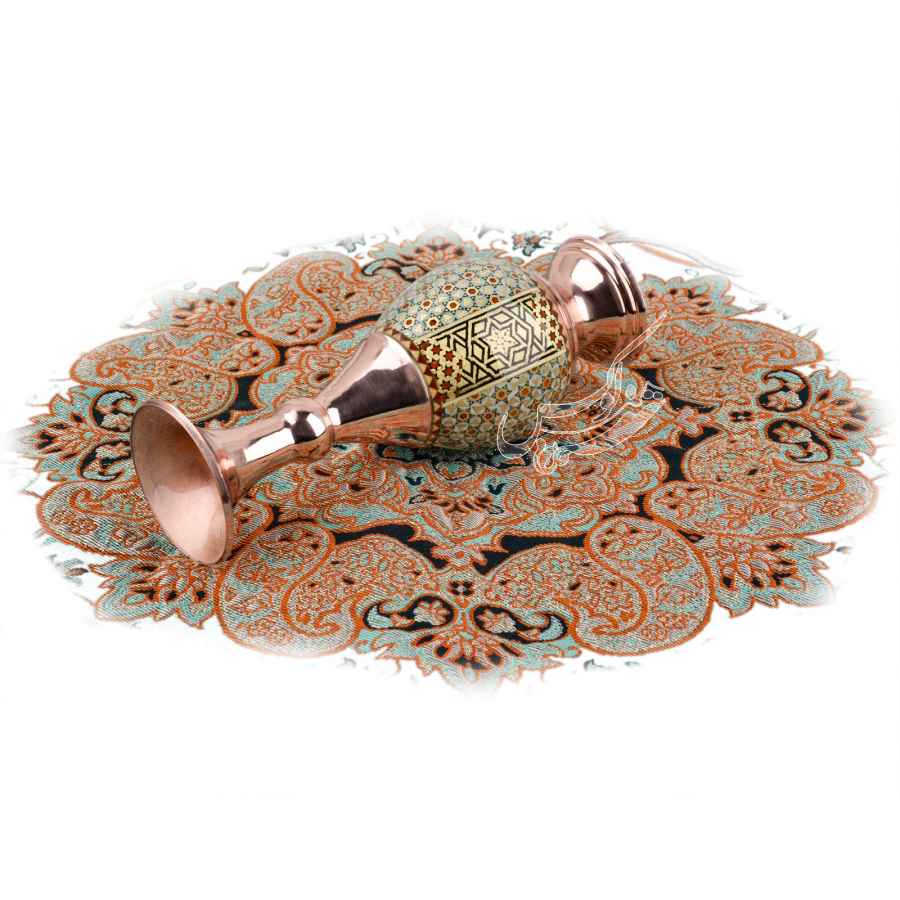 波斯装饰性铜花瓶 – 手工镶嵌工艺(Khatamkari)Honarlux