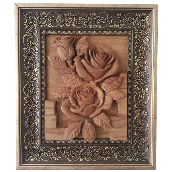 Main image of 镶框木雕艺术 – 玫瑰花款