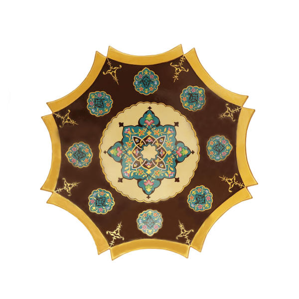 手绘装饰陶瓷盘 浅棕色