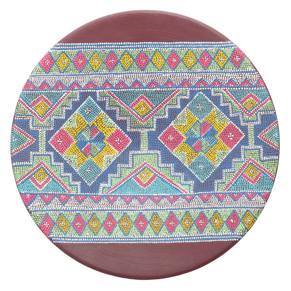 Main image of 装饰陶瓷盘 手绘 彩虹色与几何图案