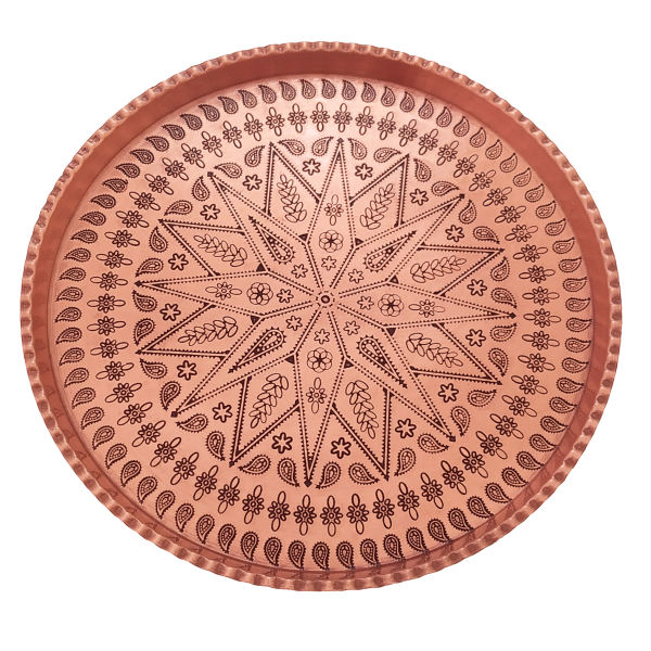 Main image of 波斯铜盘，传统手工锤制玫瑰金色