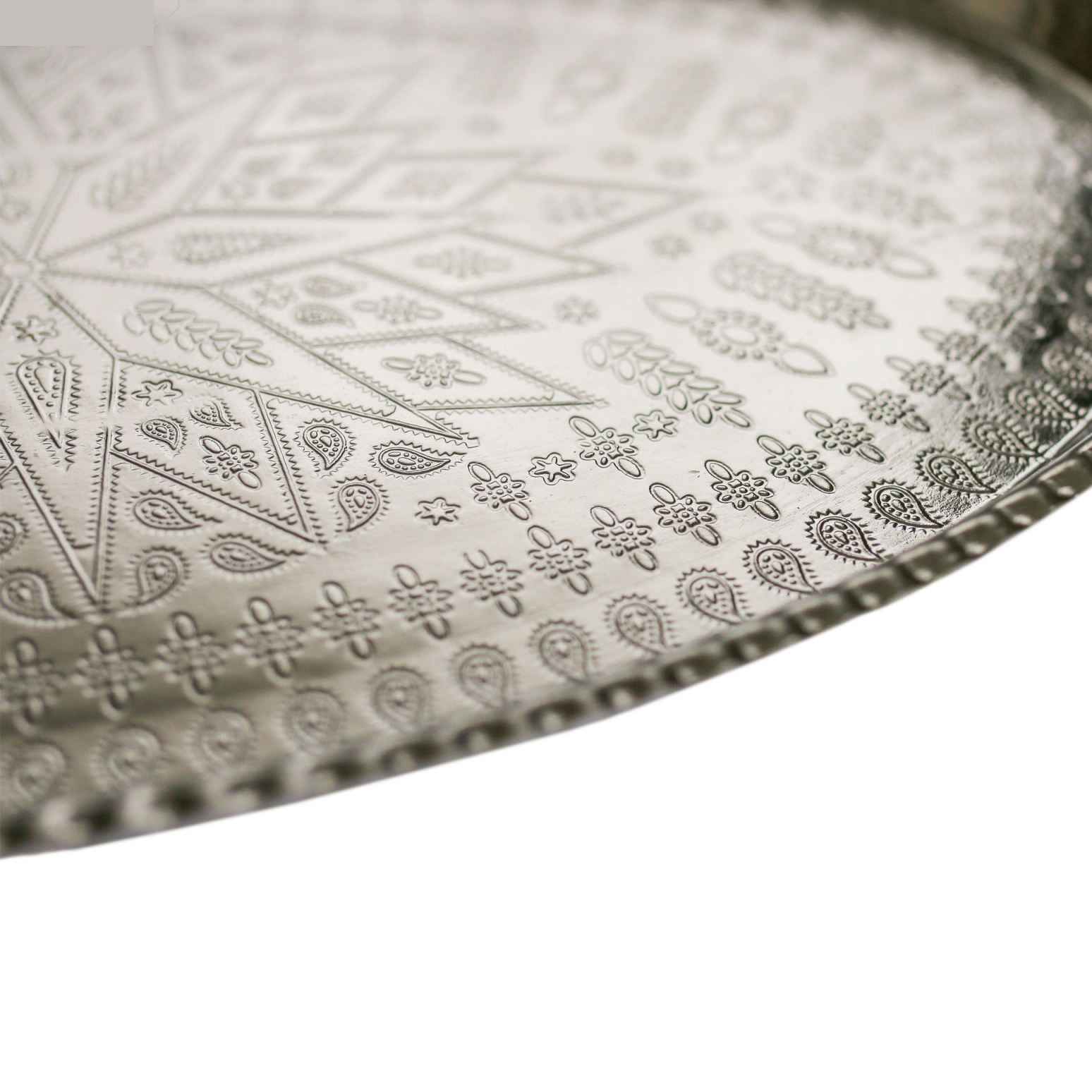 波斯铜盘,传统手工锤制银色