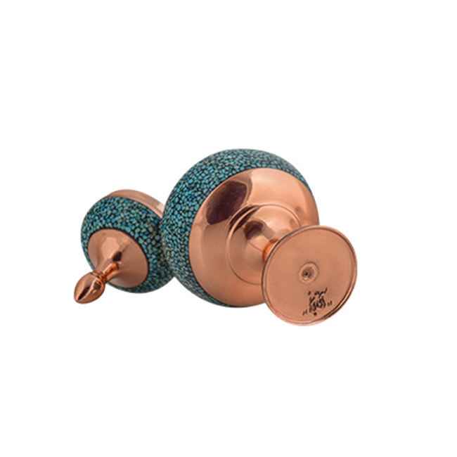 波斯手工镶嵌绿松石铜糖罐