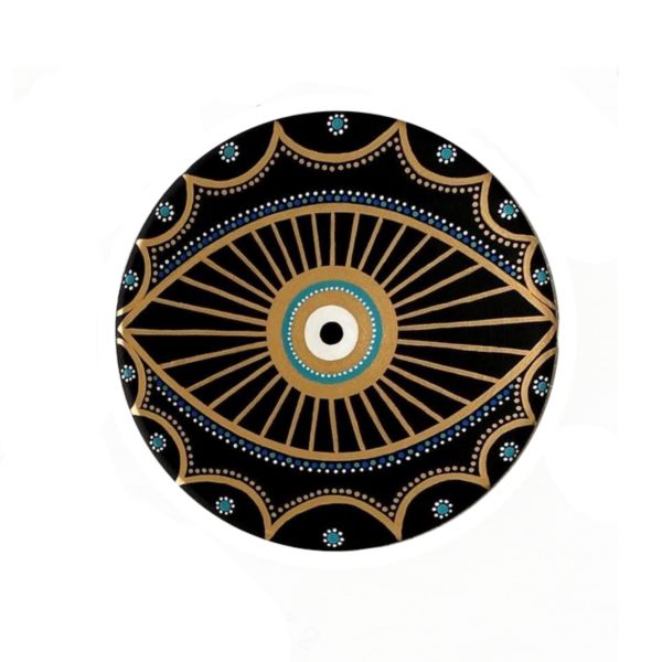 手绘装饰陶瓷盘 黑眼